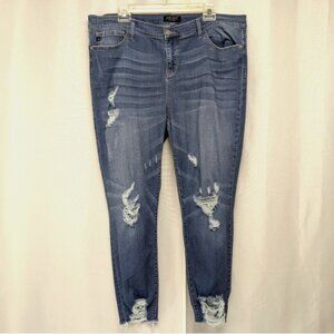 Judy Blue Destroyed Hem High Rise Stretch Distressed Jeans Women's Size 2XL